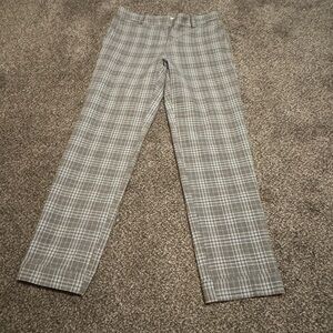 Loft Devin Slim Gray Plaid Trousers